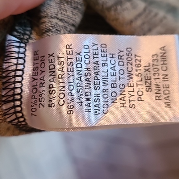 UMGEE V Neck Long Sleeve Color Block Heathered Black Tan Leopard Size XL Tunic - Picture 6 of 7